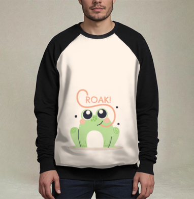 Милая лягушка с каллиграфическим языком «CROAK!», Свитшот мужской 3D / хлопок