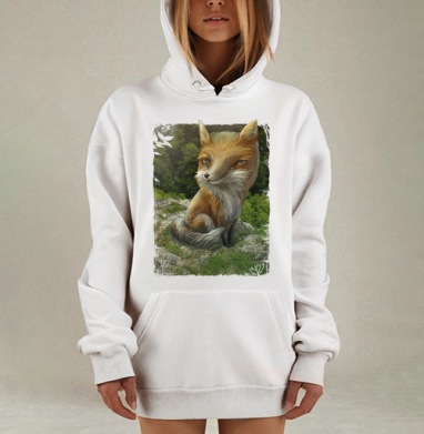 Игривый лис: яркий арт с характером и загадкой, Hoodie Mjhigh Dig, оверсайз, утепленная