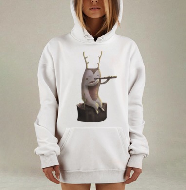 Милый лесной музыкант на пне с флейтой, Hoodie Mjhigh Dig, оверсайз, утепленная
