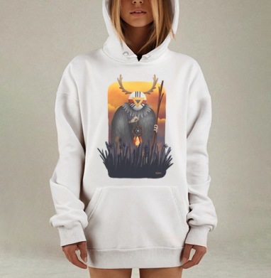 Мистический Шаман с ловцом снов на закате, Hoodie Mjhigh Dig, оверсайз, утепленная