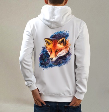Космолиса, Толстовка на молнии, печать на спине. муж. белая v3 320гр