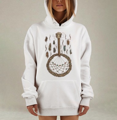 Декоративное банджо с ловцом снов в этно-стиле, Hoodie Mjhigh Dig, оверсайз, утепленная