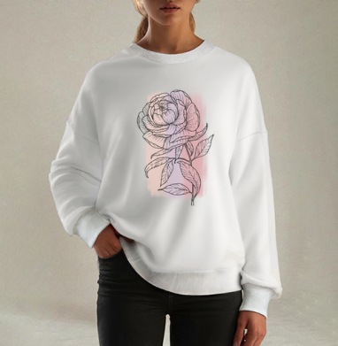 Цветок с листьями нежно-розовый и серый пастельный фон - Медитативные рисунки whitehorse