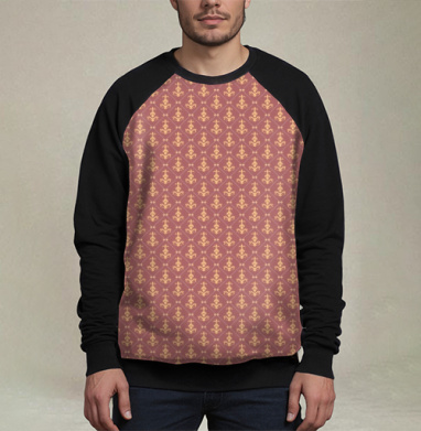 Lily Seamless Pattern / Узор геральдической лилии на темно-розовом фоне, Свитшот мужской 3D / хлопок