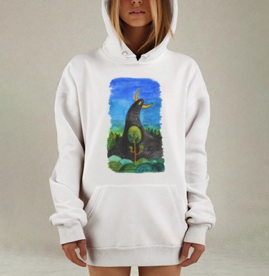 Таинственное существо с зелёным деревом и рогами, Hoodie Mjhigh Dig, оверсайз, утепленная