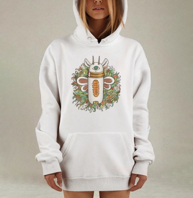 Фэнтезийная иллюстрация с загадочным существом, Hoodie Mjhigh Dig, оверсайз, утепленная