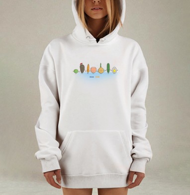 Весёлые овощи и яйцо 'OLIVIE inside' в уютном стиле, Hoodie Mjhigh Dig, оверсайз, утепленная