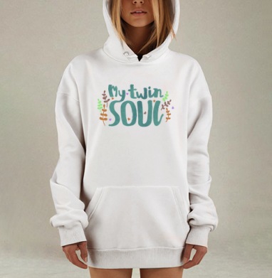 My twin SOUL акварельное послание любви, Hoodie Mjhigh Dig, оверсайз, утепленная