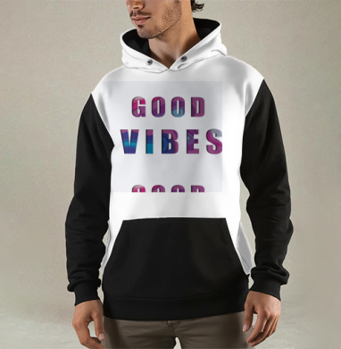 Позитивное Настроение Яркая Надпись GOOD VIBES, Толстовка мужская Regular 3D