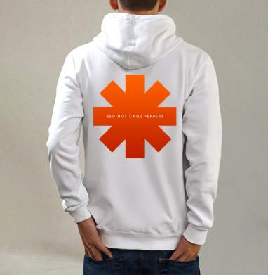 Аsterisk RHCP, Толстовка на молнии, печать на спине. муж. белая v3 320гр