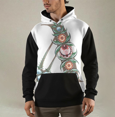 Русская городецкая роспись буква А в цветах и ягодах, Толстовка мужская Regular 3D