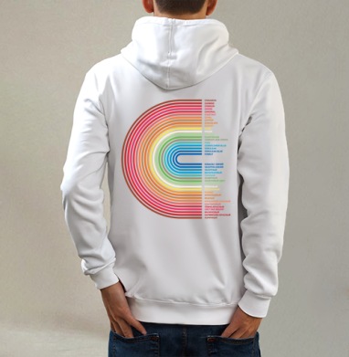 Rainbow Gradient Colors – Радужный Градиент Цветов, Толстовка на молнии, печать на спине. муж. белая v3 320гр