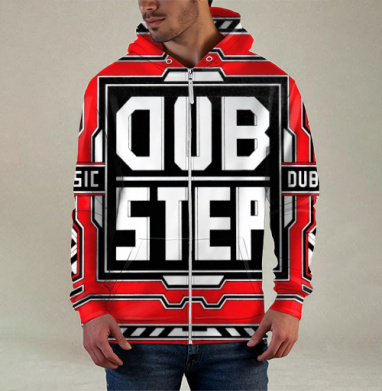Красный Черный Белый Даб Степ Музыка Dub Step Music, Толстовка мужская на молнии 3Д полная запечатка