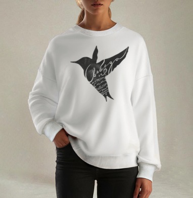 Freedom bird, Свитшот оверсайз белый женский