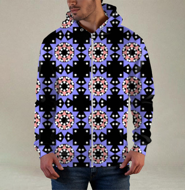 Lavender abstract pattern with stars / Абстрактный лавандовый паттерн в современном стиле, Толстовка мужская на молнии 3Д полная запечатка