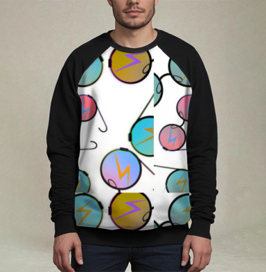 Очки с разноцветными линзами и молниями взгляд энергии, Свитшот мужской 3D / хлопок