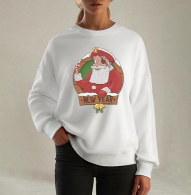 Пиратский Санта или Пиратский Дед Мороз Новый год, Свитшот оверсайз белый женский