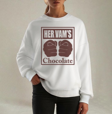 Сила кулаков мощность шоколада HERVAMS Chocolate, Свитшот оверсайз белый женский