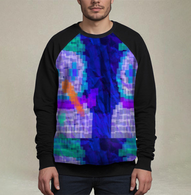 Пиксельный снеговик с оранжевым носом и фиолетовым шарфом, Свитшот мужской 3D / хлопок