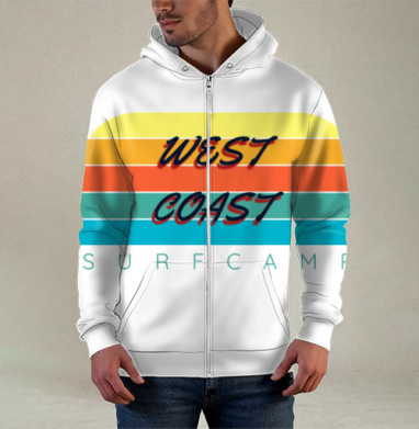 West Coast Surf Camp Летний Пляжный Отдых на Западном, Толстовка мужская на молнии 3Д полная запечатка