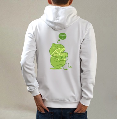 Vitamin c, Толстовка на молнии, печать на спине. муж. белая v3 320гр