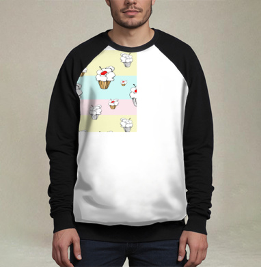 Свежие капкейки с вишней фон пастельный легкий уют - Магазин футболок olozickaya - Дизайнерские принты
