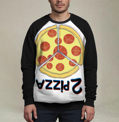 Весёлая трёхчастная пицца с перевёрнутой надписью Pizza, Свитшот мужской 3D / хлопок