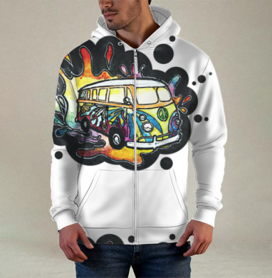 Яркий Городской Автобус Свобода Путешествия, Толстовка мужская на молнии 3Д полная запечатка