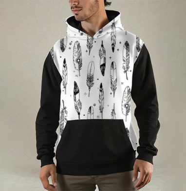 Перья эскиз узор текстура, Толстовка мужская Regular 3D