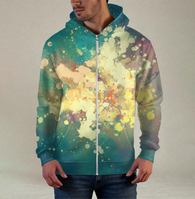 Splash watercolor / Акварельные брызги, Толстовка мужская на молнии 3Д полная запечатка