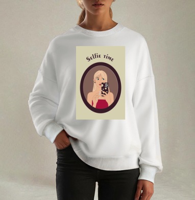 Девушка с зелеными глазами и аксессуарами Selfie Time - Магазин футболок jsartvector - Дизайнерские принты