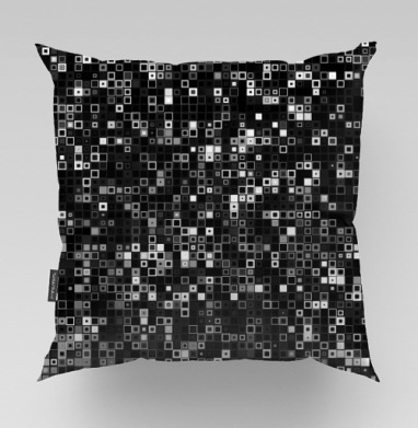 Киберпанк glitch art пиксельная матрица QR мозаика, Подушка велюр плюшевая 45х45