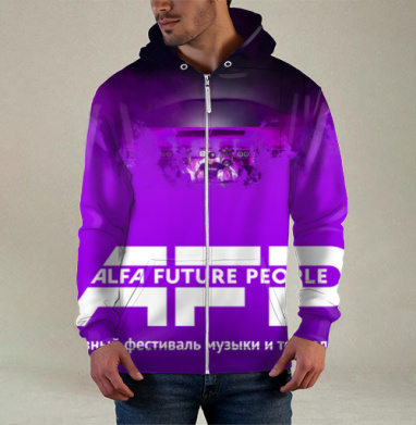 Футуристический музыкальный фестиваль ALFA FUTURE PEOPLE, Толстовка мужская на молнии 3Д полная запечатка