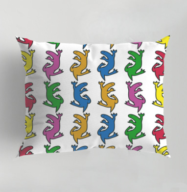 Разноцветные ящерицы на сером фоне Colorful lizards on gray background, Подушка декоративная 50х70 см