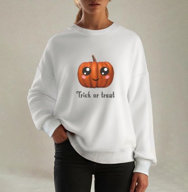 Веселая тыква для праздника Хэллоуина Trick or treat, Свитшот оверсайз белый женский