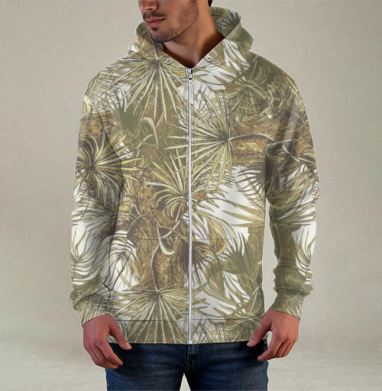 Palm leaves / Пальмовые листья, Толстовка мужская на молнии 3Д полная запечатка
