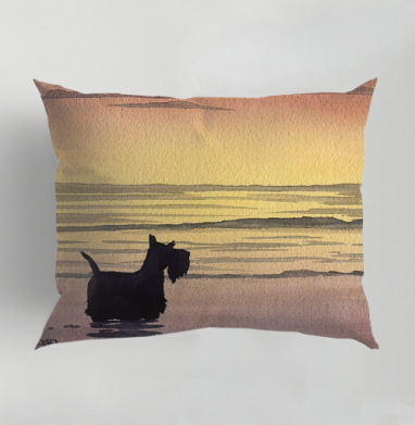 Scottish Terrier at sunset – Скотч терьер на закате Scottish Terrier sunset, Подушка декоративная 50х70 см
