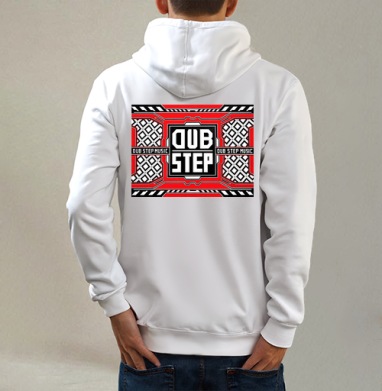 Красный Черный Белый Даб Степ Музыка Dub Step Music, Толстовка на молнии, печать на спине. муж. белая v3 320гр