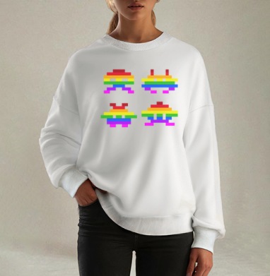 Rainbow Monsters / Радужные монстры, Свитшот оверсайз белый женский