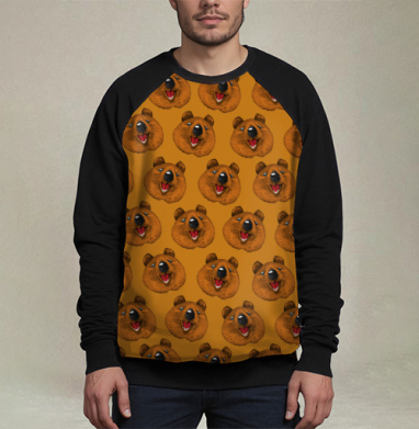 Улыбающиеся медвежьи морды в теплых тонах, Свитшот мужской 3D / хлопок
