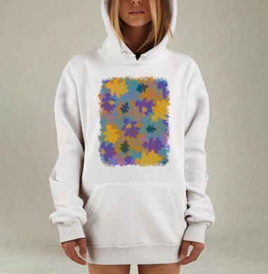 Осенние яркие листья игра цвета плавают, Hoodie Mjhigh Dig, оверсайз, утепленная