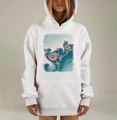 Бирюзовый фрактал, Hoodie Mjhigh Dig, оверсайз, утепленная