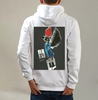COOL / КУЛЬТ, Толстовка на молнии, печать на спине. муж. белая v3 320гр