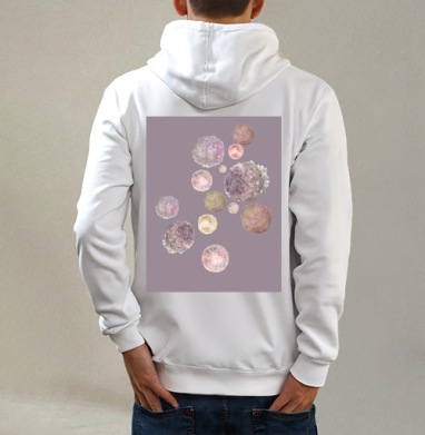 Космос и магия, Толстовка на молнии, печать на спине. муж. белая v3 320гр