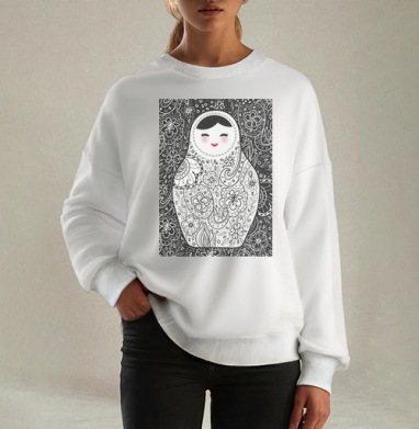 Матрешка на черном - Женские Свитшоты