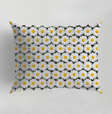 White Daisies Seamless Pattern / Бесшовный узор белые ромашки поле цветы, Подушка декоративная 50х70 см