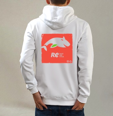 РЕЮЗ, Толстовка на молнии, печать на спине. муж. белая v3 320гр