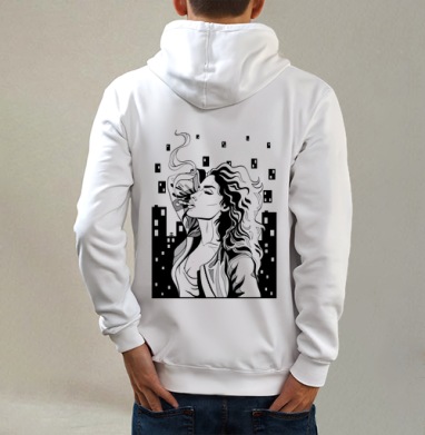 СитиГёрл, Толстовка на молнии, печать на спине. муж. белая v3 320гр