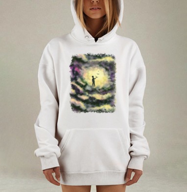 Ребенок Стремится К Свободе В Птицах, Hoodie Mjhigh Dig, оверсайз, утепленная