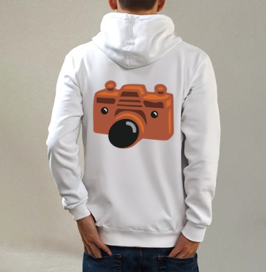 Фотомишка, Толстовка на молнии, печать на спине. муж. белая v3 320гр